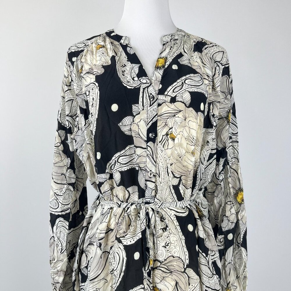 NWOT JOHNNY WAS Biya Silk Long Sleeves Floral Midi Dress Boho Chic Sz S - Picture 3 of 12